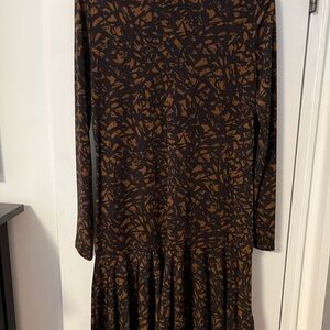 Michael Kors Black and Brown Long Sleeve Dress
